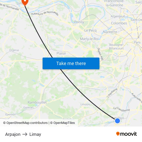 Arpajon to Limay map