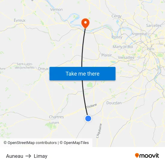 Auneau to Limay map