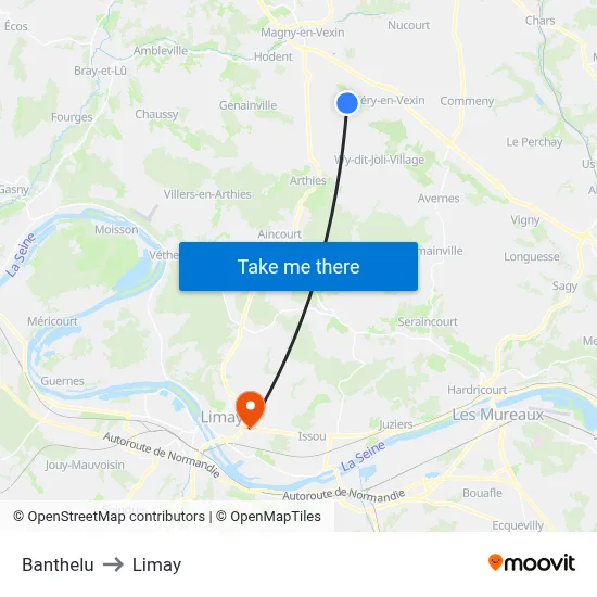 Banthelu to Limay map