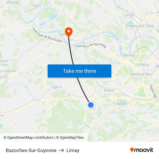 Bazoches-Sur-Guyonne to Limay map