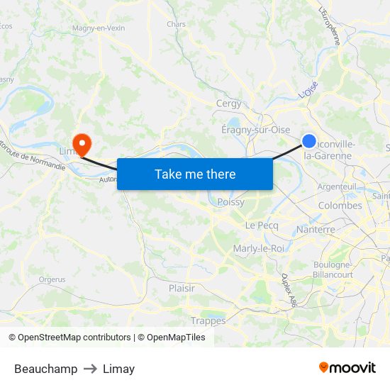 Beauchamp to Limay map