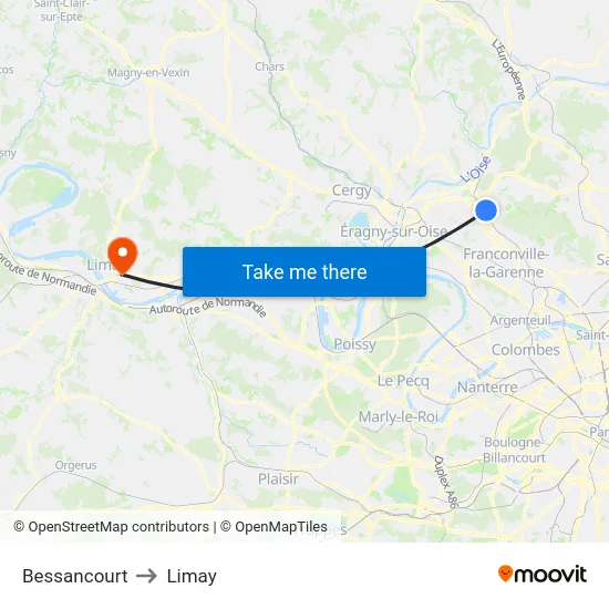 Bessancourt to Limay map