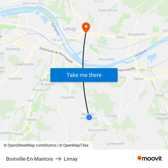 Boinville-En-Mantois to Limay map