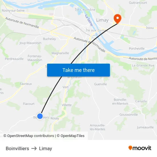 Boinvilliers to Limay map