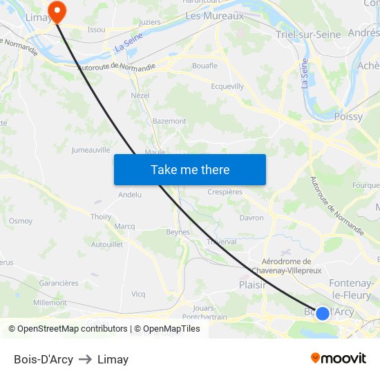 Bois-D'Arcy to Limay map