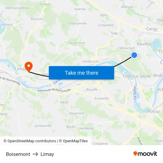 Boisemont to Limay map