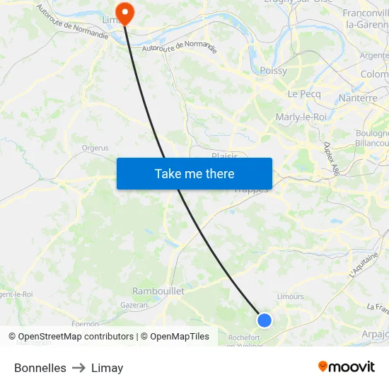 Bonnelles to Limay map