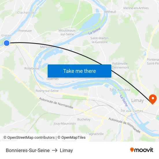 Bonnieres-Sur-Seine to Limay map
