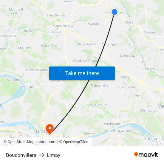 Bouconvillers to Limay map