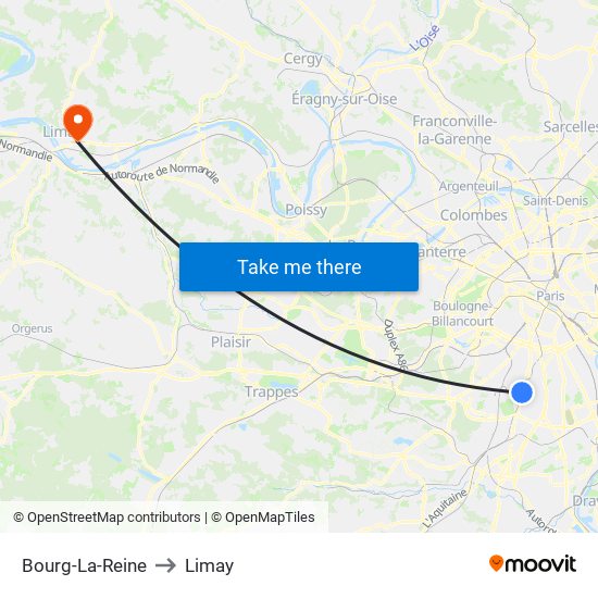 Bourg-La-Reine to Limay map