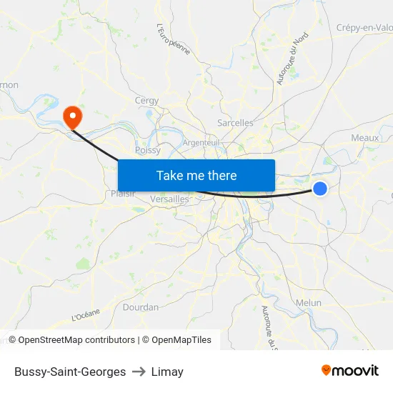 Bussy-Saint-Georges to Limay map