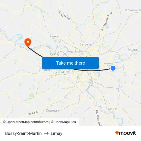 Bussy-Saint-Martin to Limay map