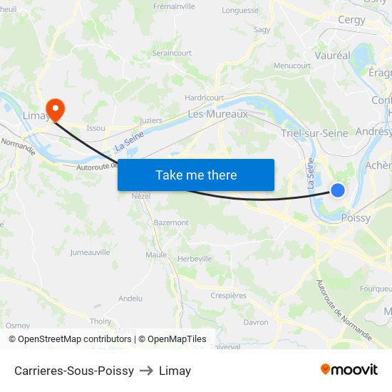 Carrieres-Sous-Poissy to Limay map