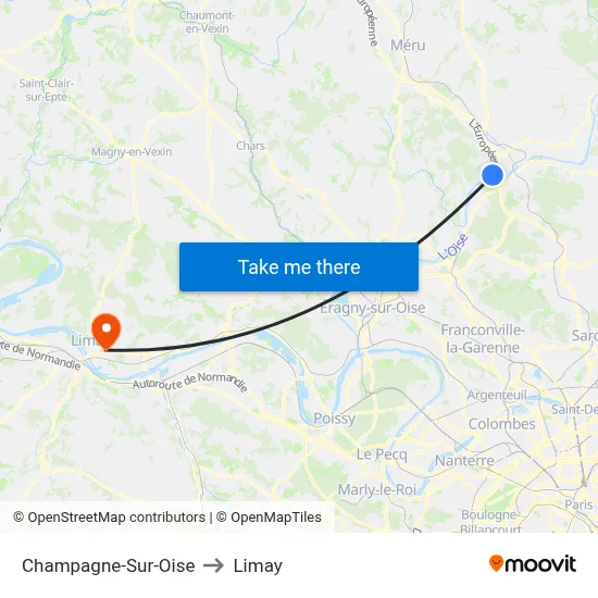 Champagne-Sur-Oise to Limay map
