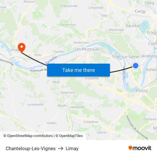 Chanteloup-Les-Vignes to Limay map