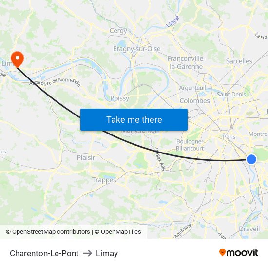 Charenton-Le-Pont to Limay map