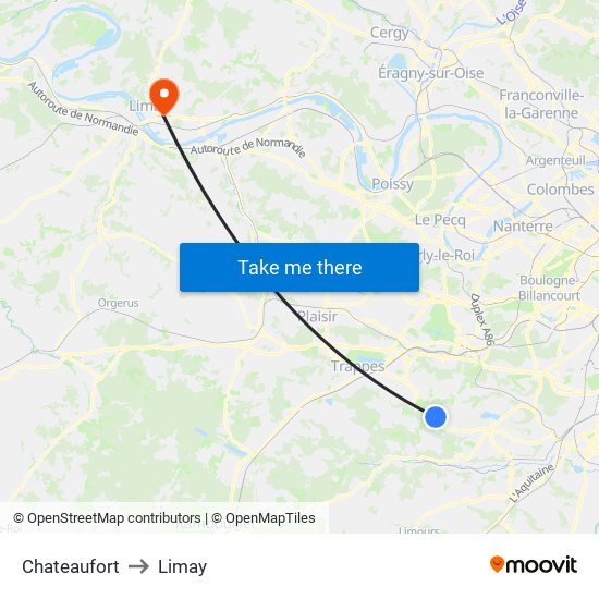 Chateaufort to Limay map