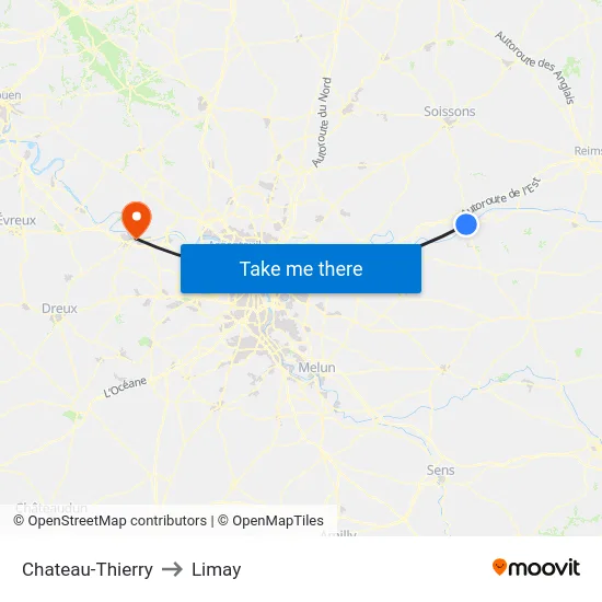Chateau-Thierry to Limay map