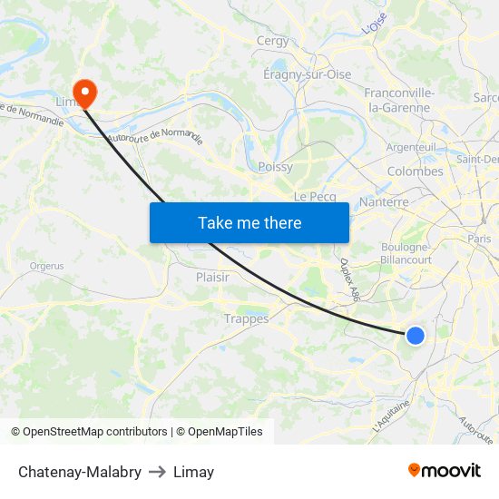 Chatenay-Malabry to Limay map