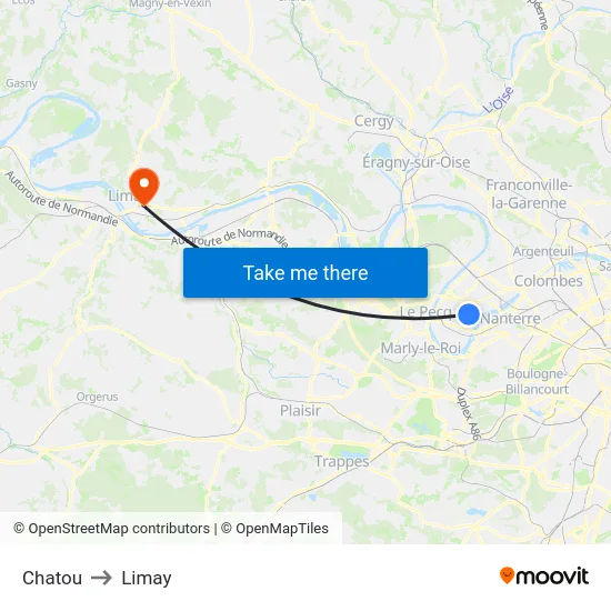 Chatou to Limay map