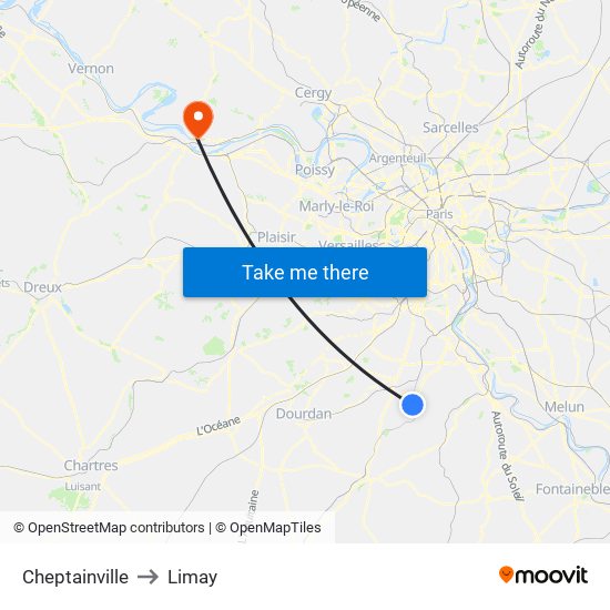 Cheptainville to Limay map