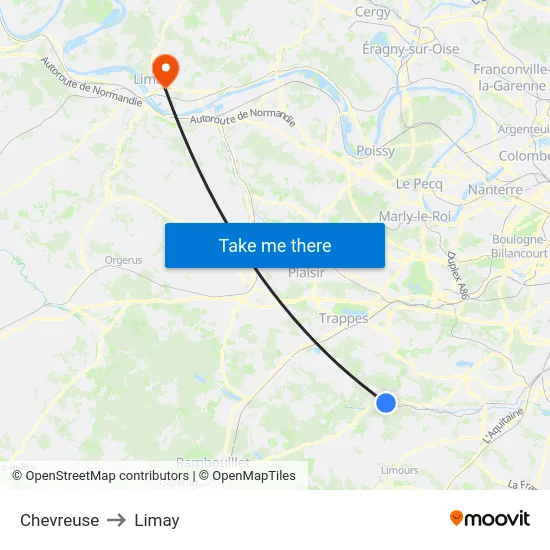 Chevreuse to Limay map