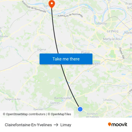 Clairefontaine-En-Yvelines to Limay map