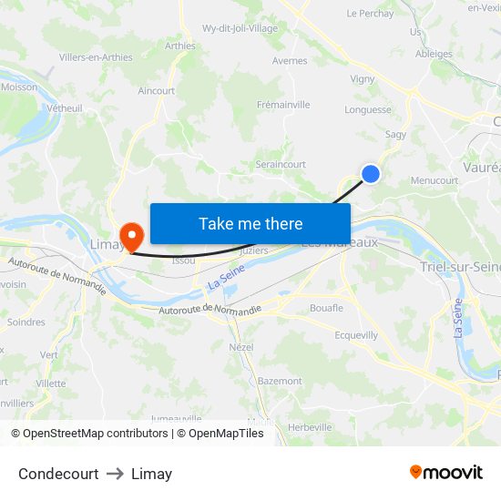 Condecourt to Limay map