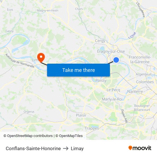 Conflans-Sainte-Honorine to Limay map