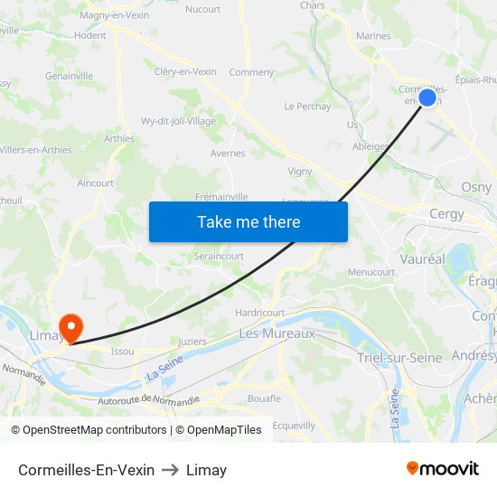 Cormeilles-En-Vexin to Limay map