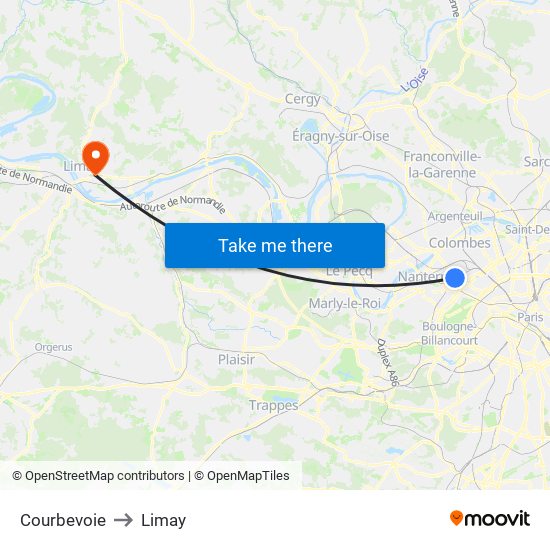 Courbevoie to Limay map