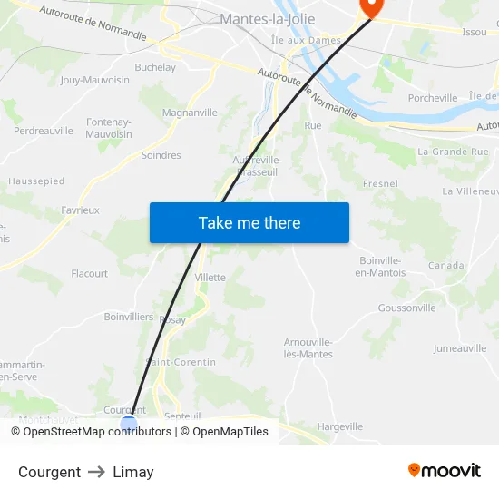 Courgent to Limay map