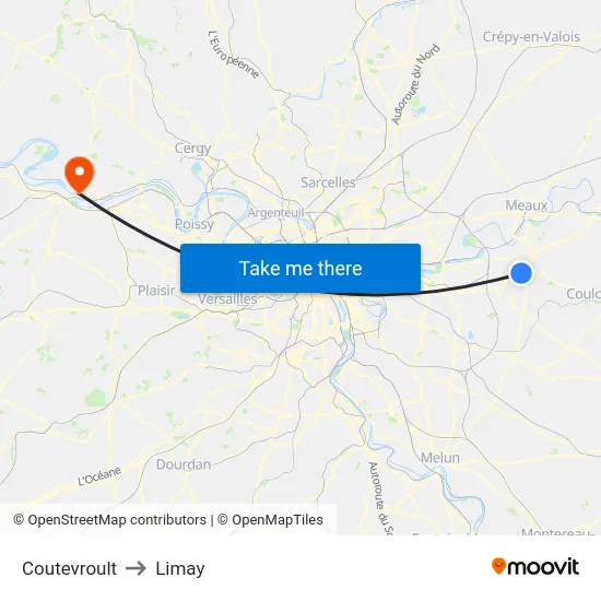Coutevroult to Limay map