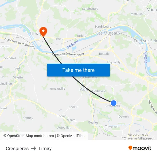Crespieres to Limay map
