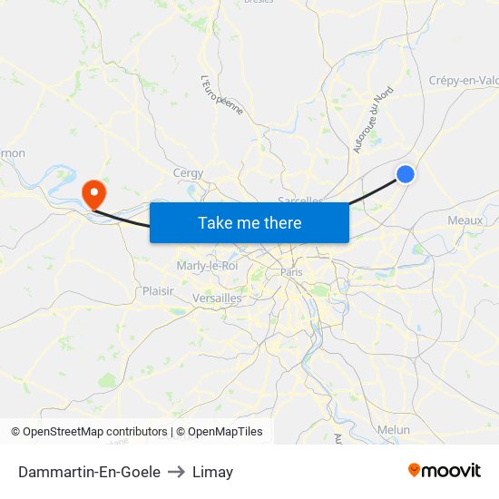 Dammartin-En-Goele to Limay map