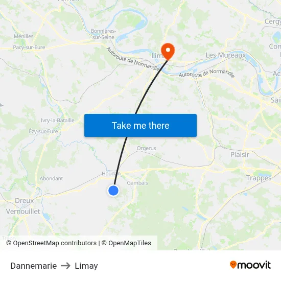 Dannemarie to Limay map