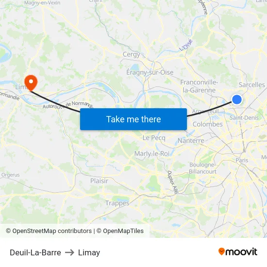 Deuil-La-Barre to Limay map
