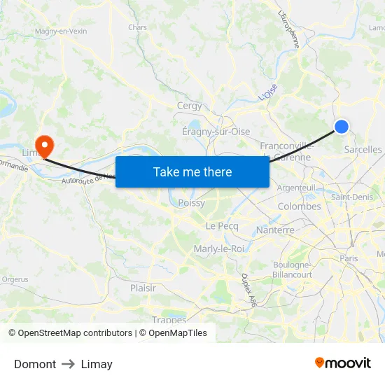Domont to Limay map