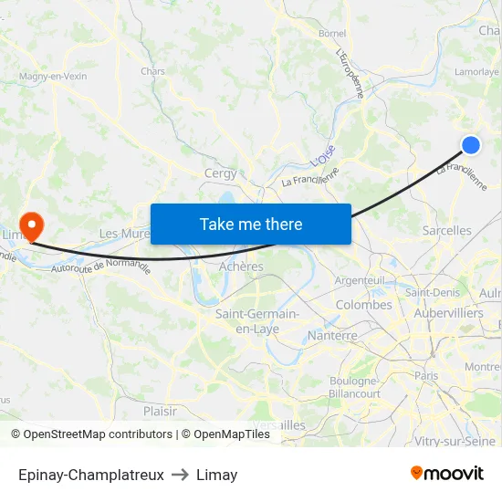 Epinay-Champlatreux to Limay map