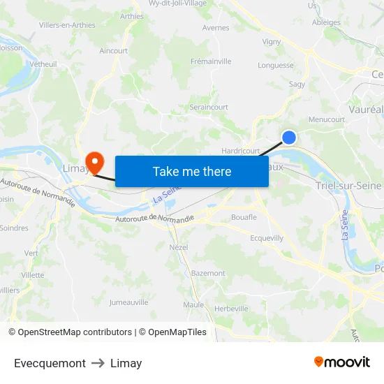 Evecquemont to Limay map