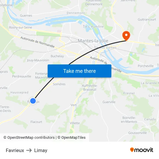Favrieux to Limay map
