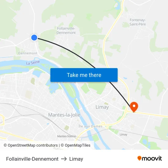 Follainville-Dennemont to Limay map