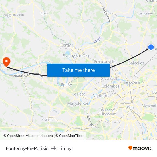 Fontenay-En-Parisis to Limay map