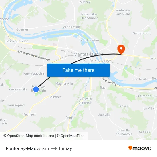 Fontenay-Mauvoisin to Limay map