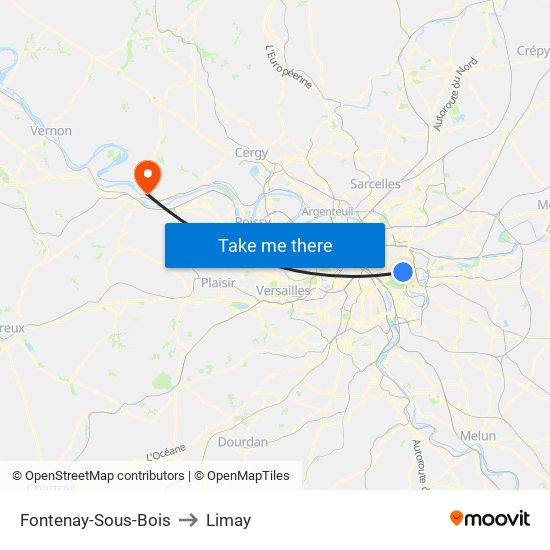 Fontenay-Sous-Bois to Limay map