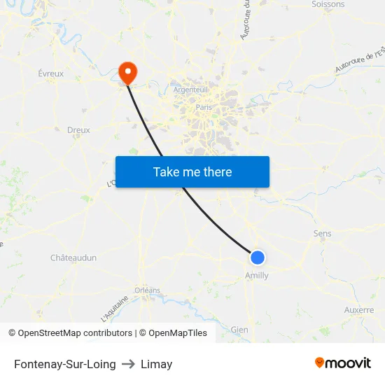 Fontenay-Sur-Loing to Limay map