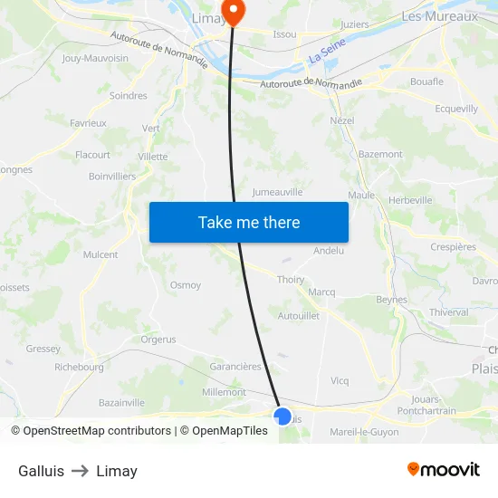 Galluis to Limay map