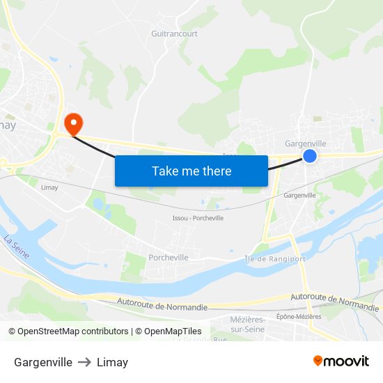 Gargenville to Limay map