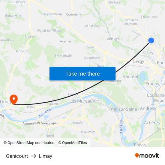 Genicourt to Limay map