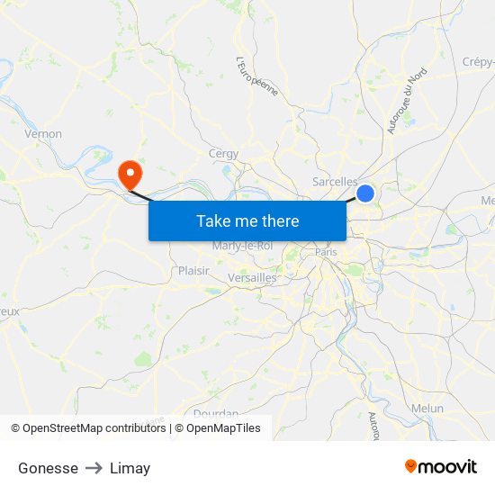 Gonesse to Limay map